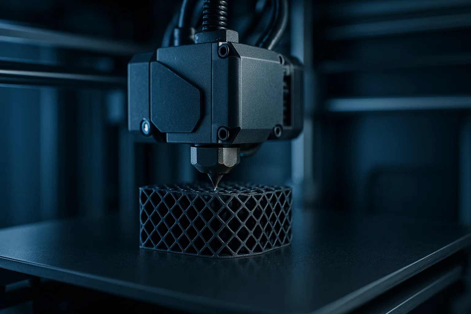 3ddrucker_quer 3D HUB Produktion Hansa Hallen Lahr. Ein 3D Drucker, der einen quadratische Form druckt